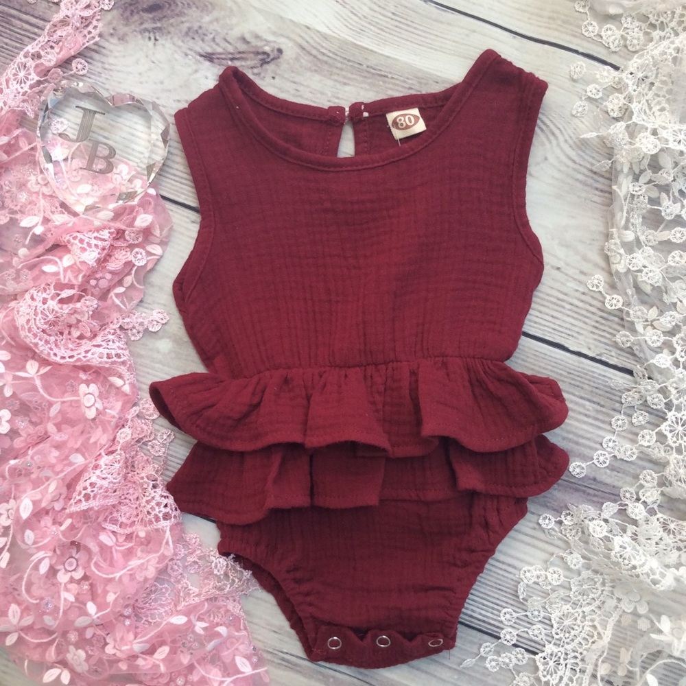 Boutique Baby Girls Red Ruffle Romper